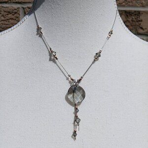 Sterling Silver Necklace With Drop Detail Smokey Gray